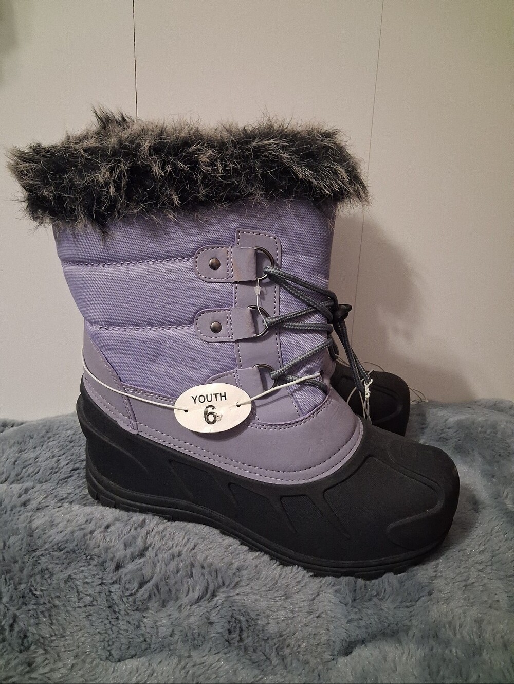 Itasca Purple Faux Fur Winter Snow Boots Girls 6/Women's 8 NWT